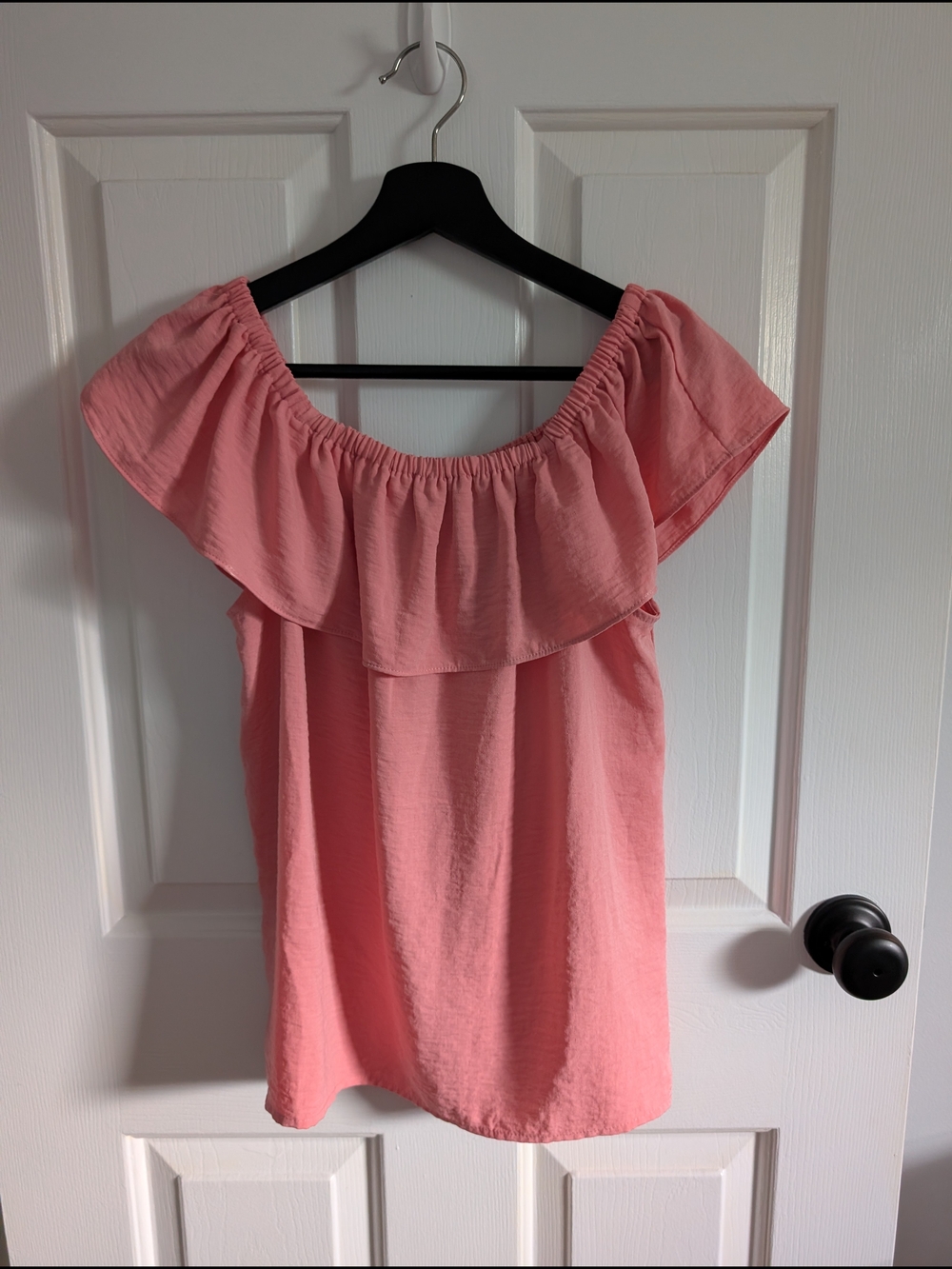 Nine West Women's Coral Pink Off-Shoulder Blouse Size Medium